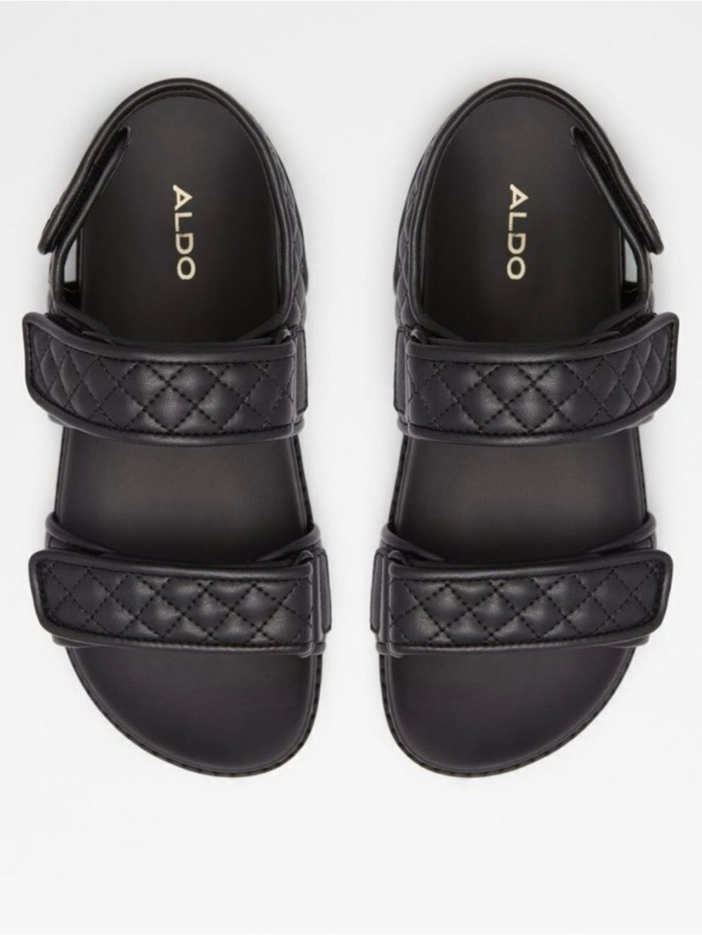 Aldo Black Quilted Double-Strap Slide Sandals